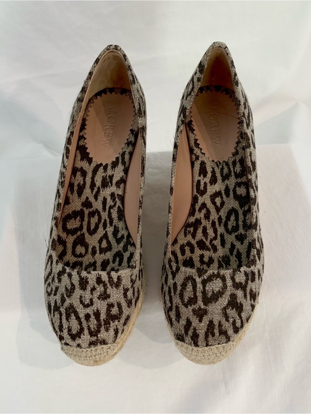 J. Crew Leopard Espadrille Wedges in Brown and Black